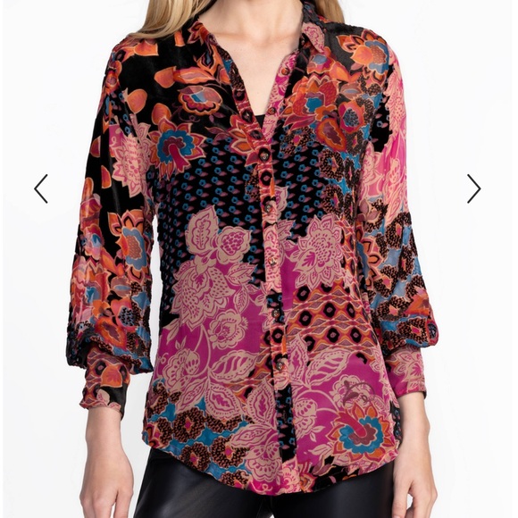 New Johnny Was YRENE BURNOUT BLOUSE-Alvarado - Picture 1 of 13